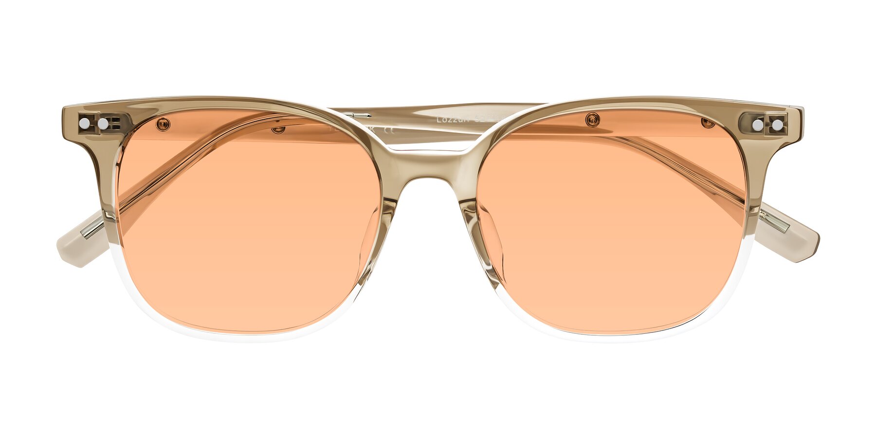 Folded Front of Lozzuri in Gradient Champagne with Light Orange Tinted Lenses