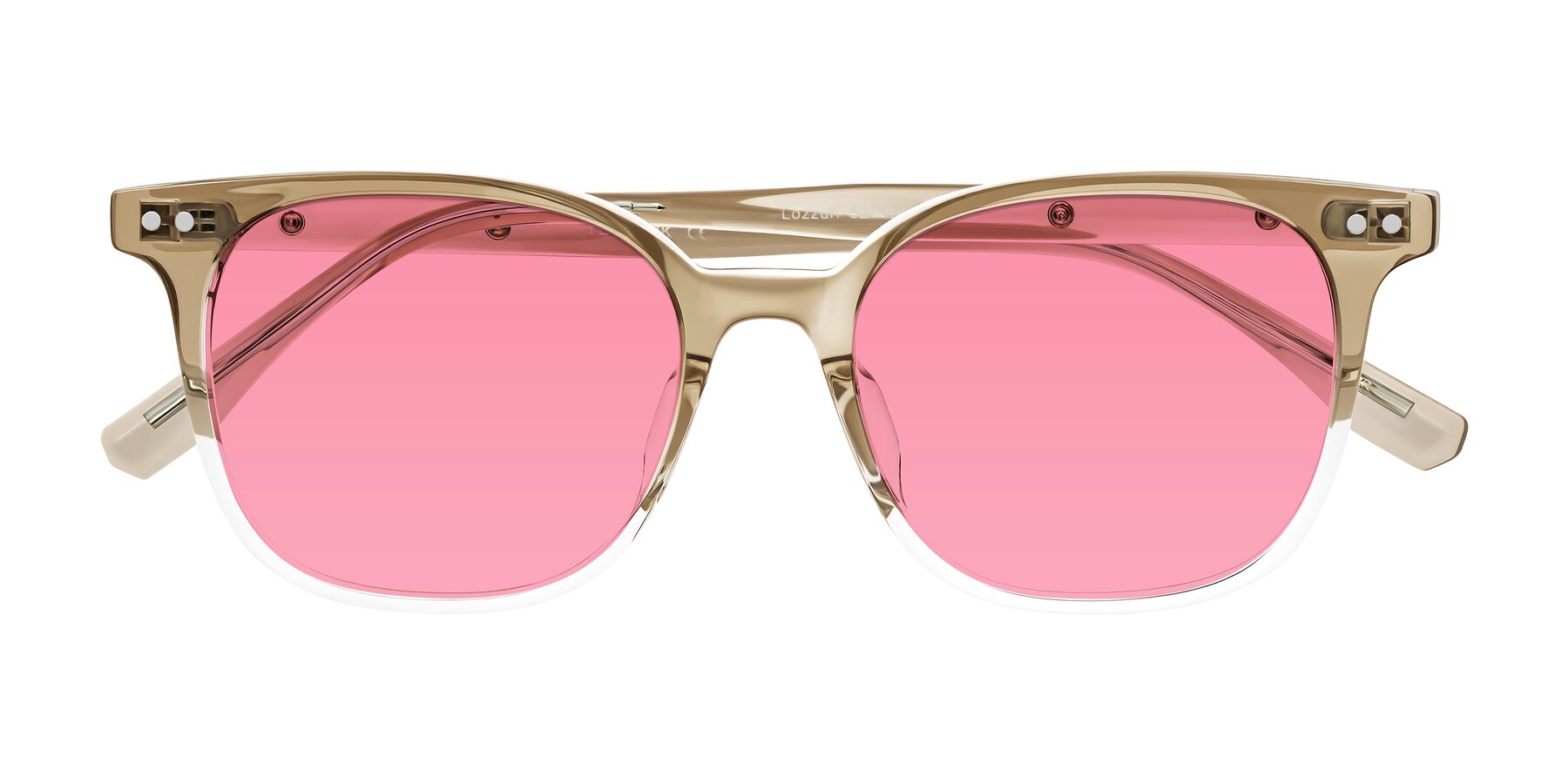 Folded Front of Lozzuri in Gradient Champagne with Pink Tinted Lenses