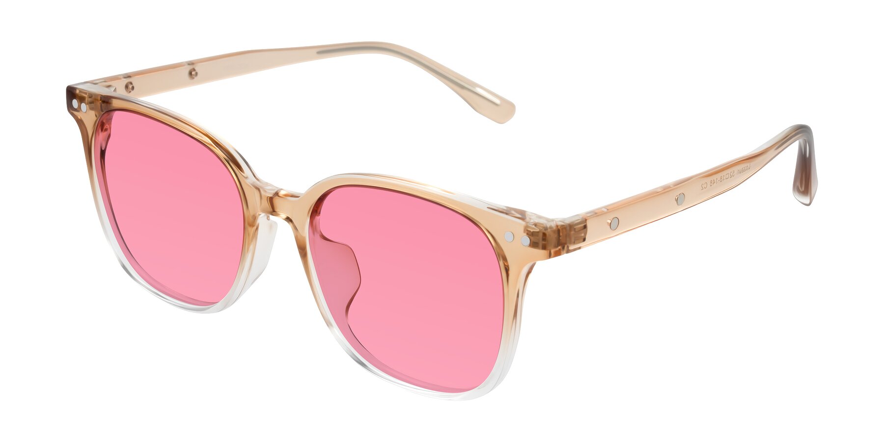 Angle of Lozzuri in Gradient Champagne with Pink Tinted Lenses