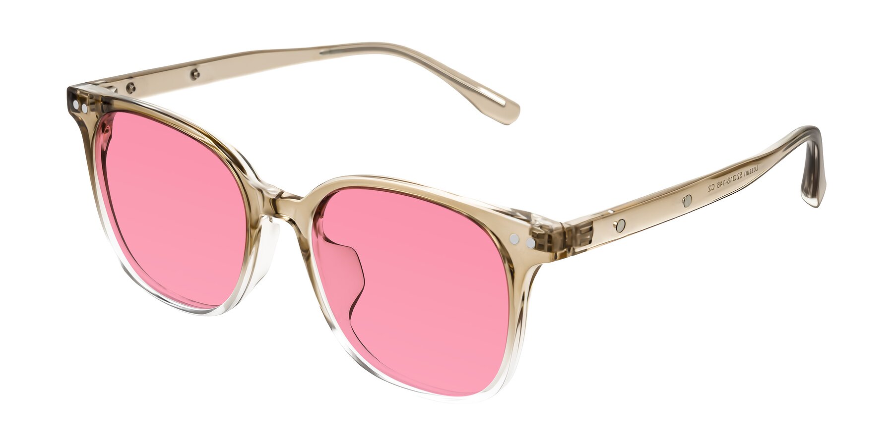 Angle of Lozzuri in Gradient Champagne with Pink Tinted Lenses