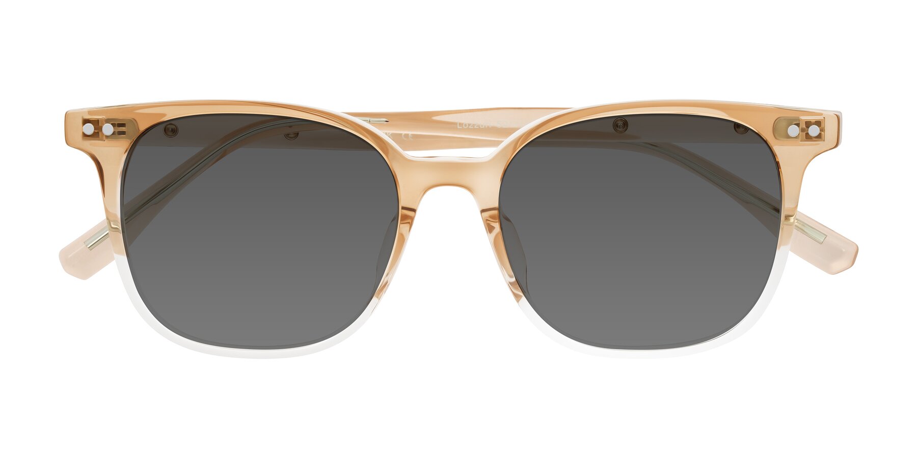 Folded Front of Lozzuri in Gradient Champagne with Medium Gray Tinted Lenses