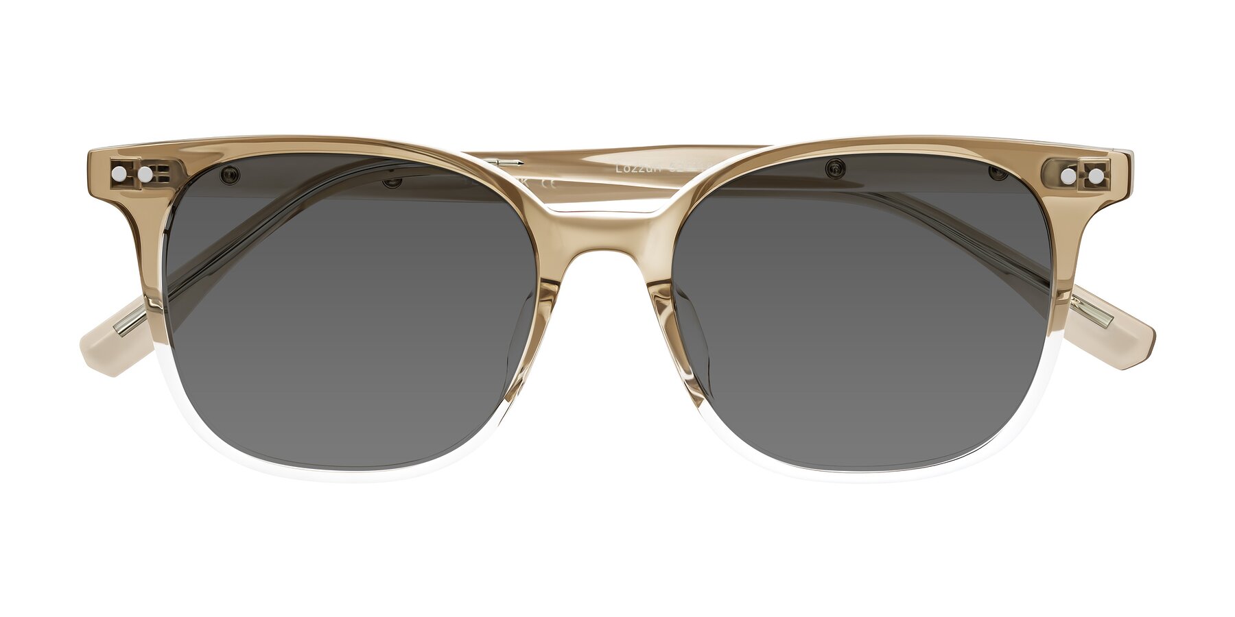 Folded Front of Lozzuri in Gradient Champagne with Medium Gray Tinted Lenses