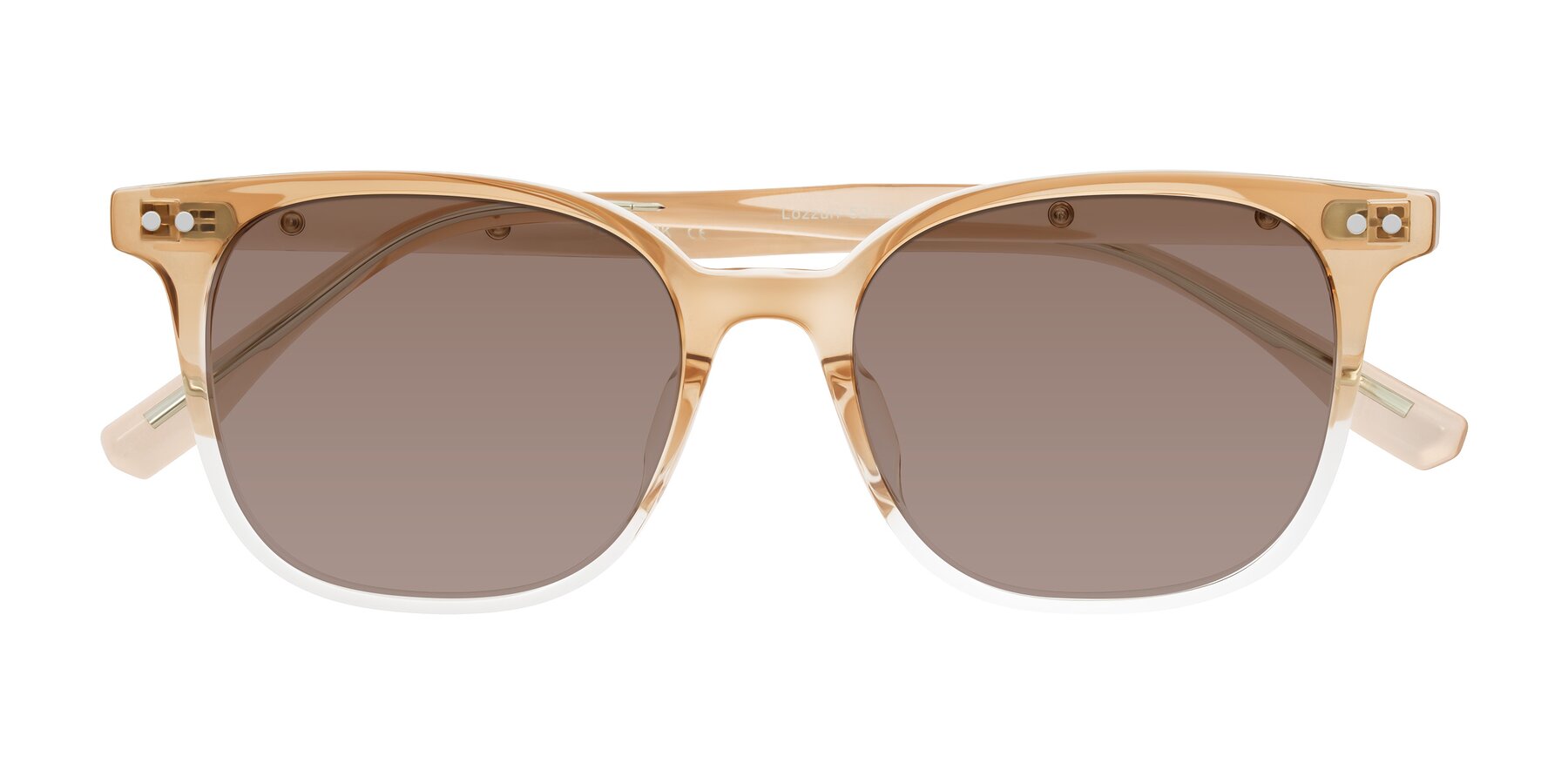 Folded Front of Lozzuri in Gradient Champagne with Medium Brown Tinted Lenses