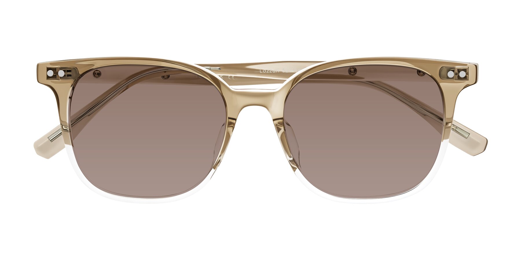 Folded Front of Lozzuri in Gradient Champagne with Medium Brown Tinted Lenses