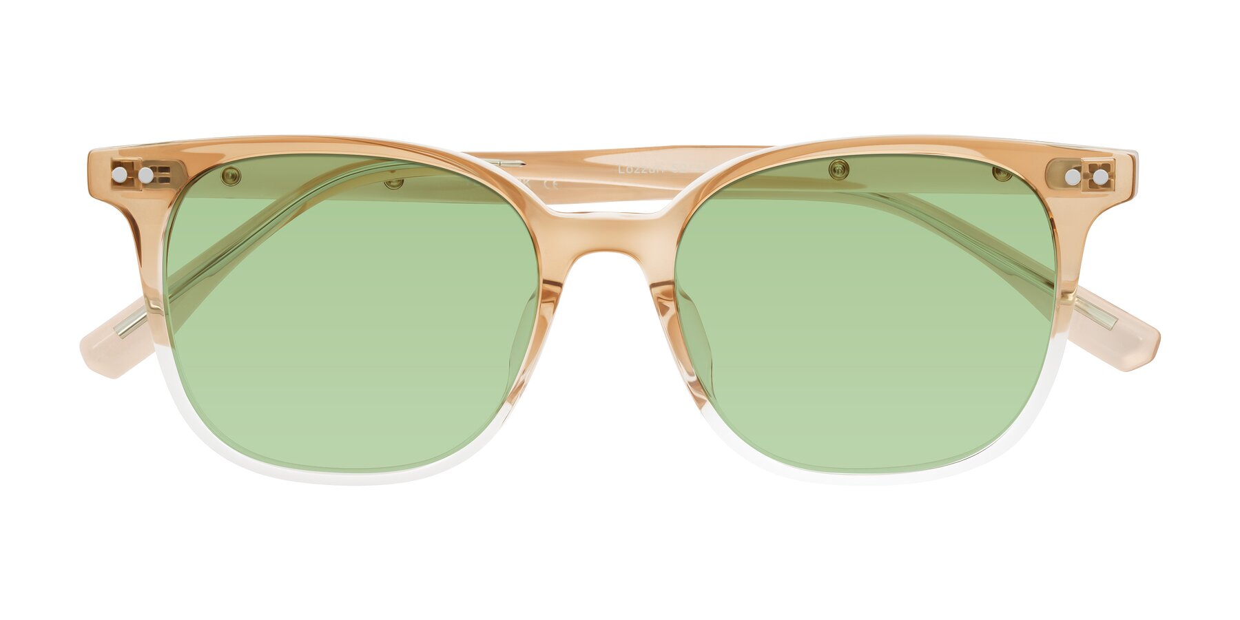 Folded Front of Lozzuri in Gradient Champagne with Medium Green Tinted Lenses