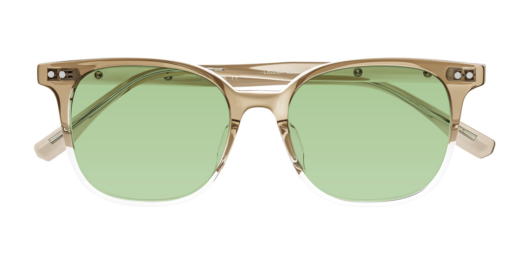 Folded Front of Lozzuri in Gradient Champagne with Medium Green Tinted Lenses