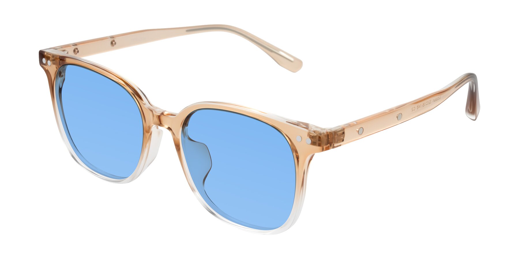Angle of Lozzuri in Gradient Champagne with Medium Blue Tinted Lenses