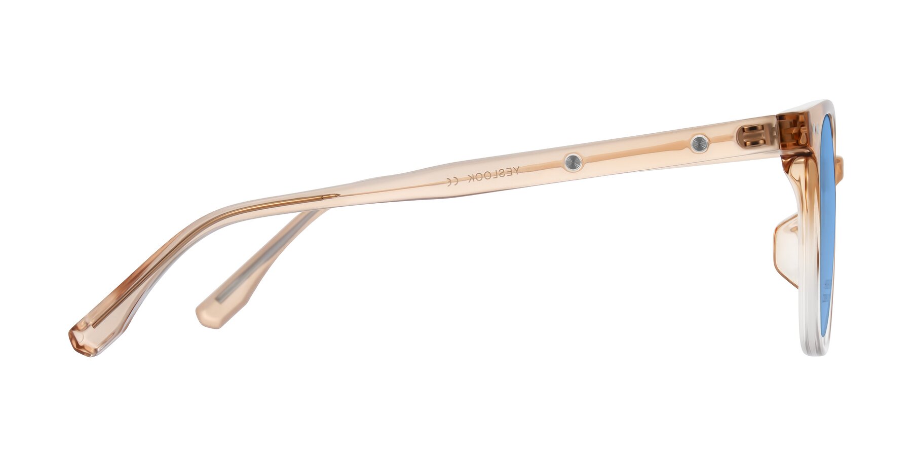 Side of Lozzuri in Gradient Champagne with Medium Blue Tinted Lenses