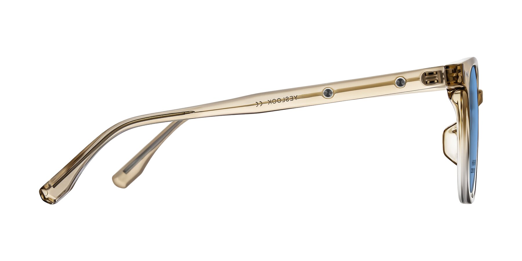 Side of Lozzuri in Gradient Champagne with Medium Blue Tinted Lenses