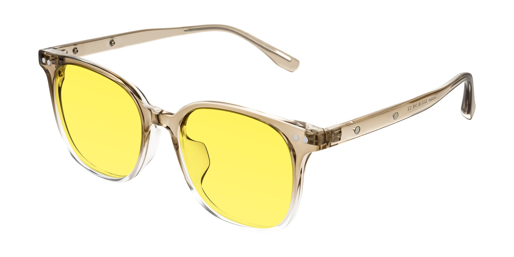 Angle of Lozzuri in Gradient Champagne with Medium Yellow Tinted Lenses