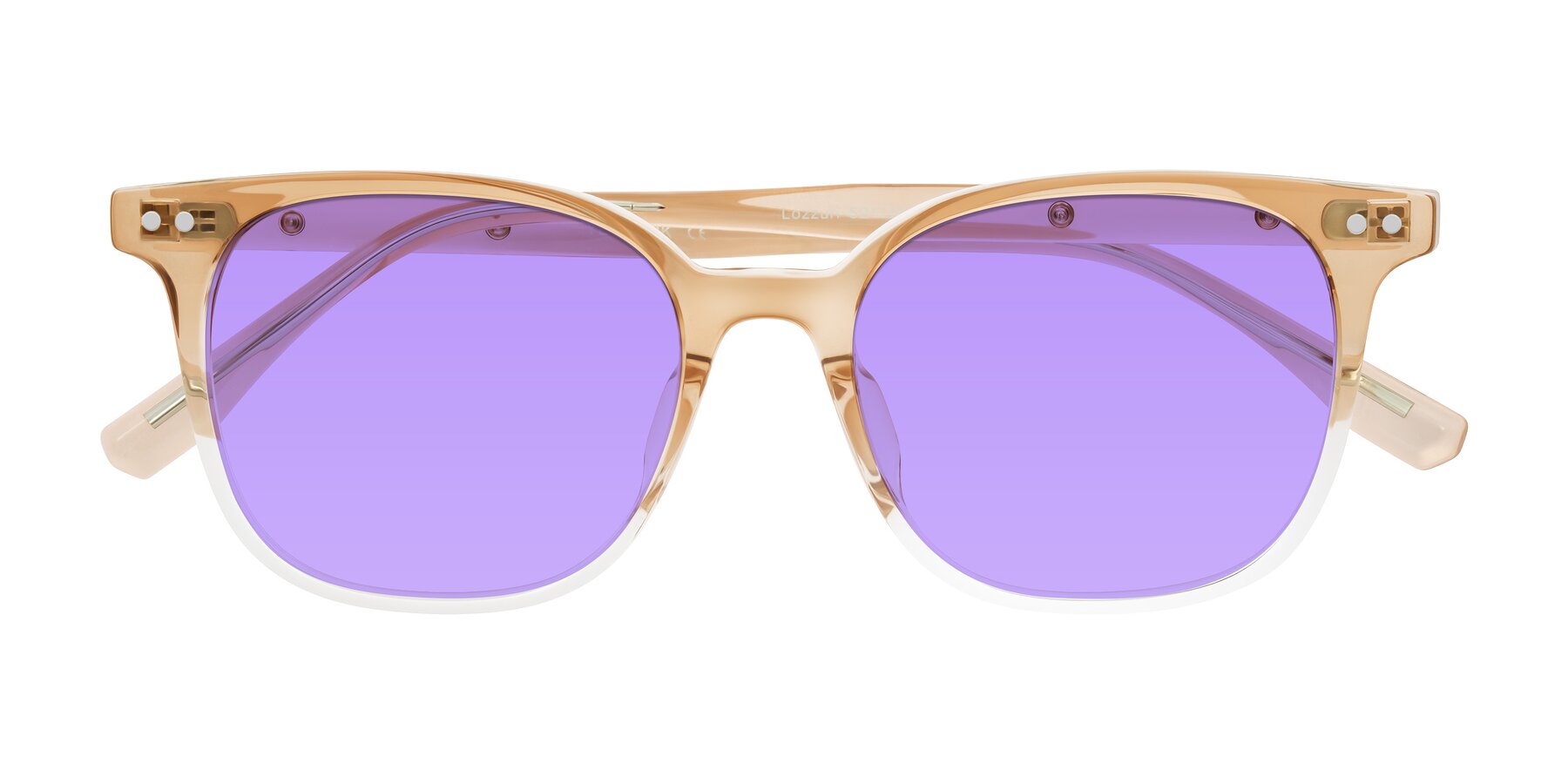 Folded Front of Lozzuri in Gradient Champagne with Medium Purple Tinted Lenses