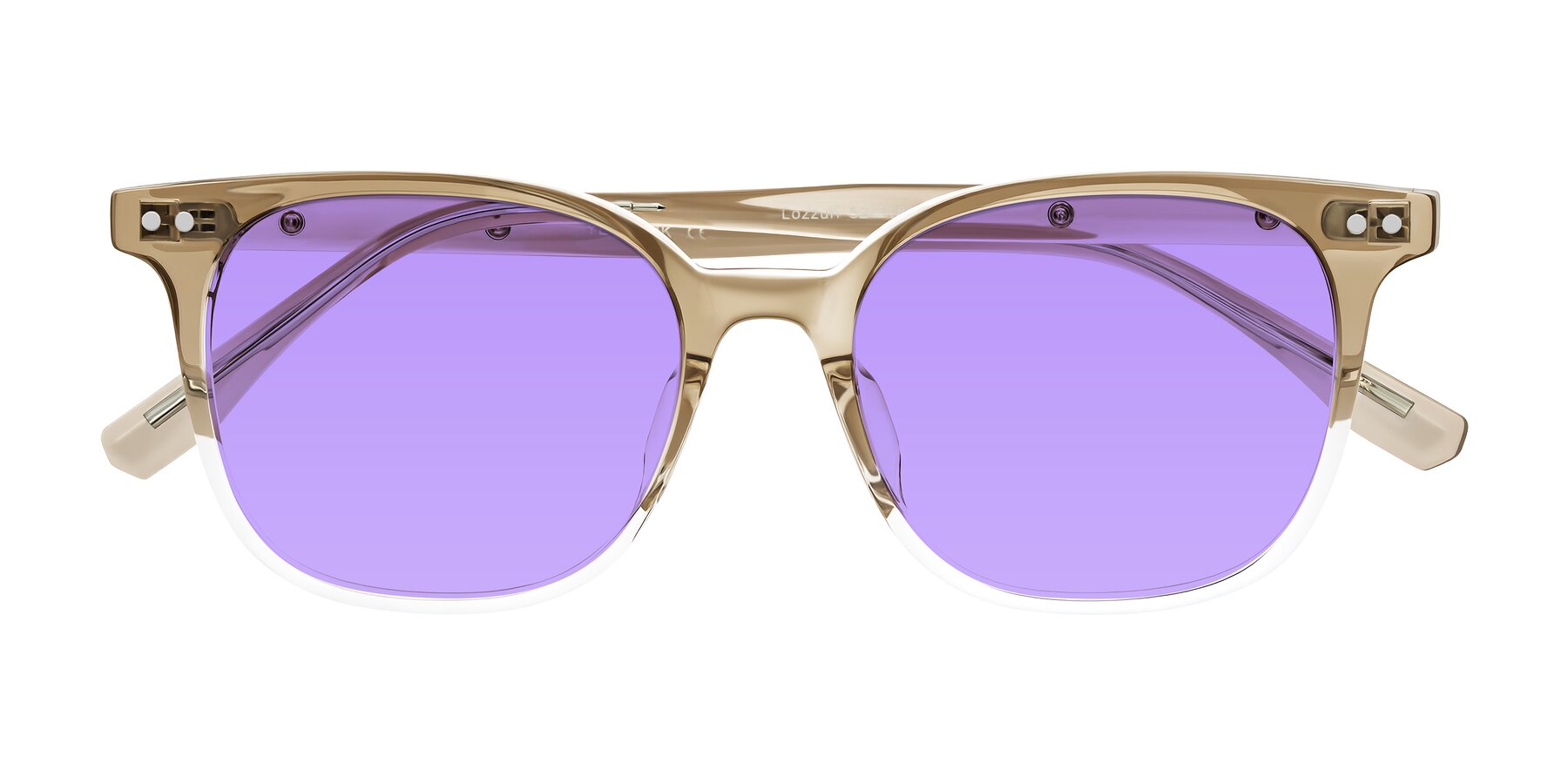 Folded Front of Lozzuri in Gradient Champagne with Medium Purple Tinted Lenses