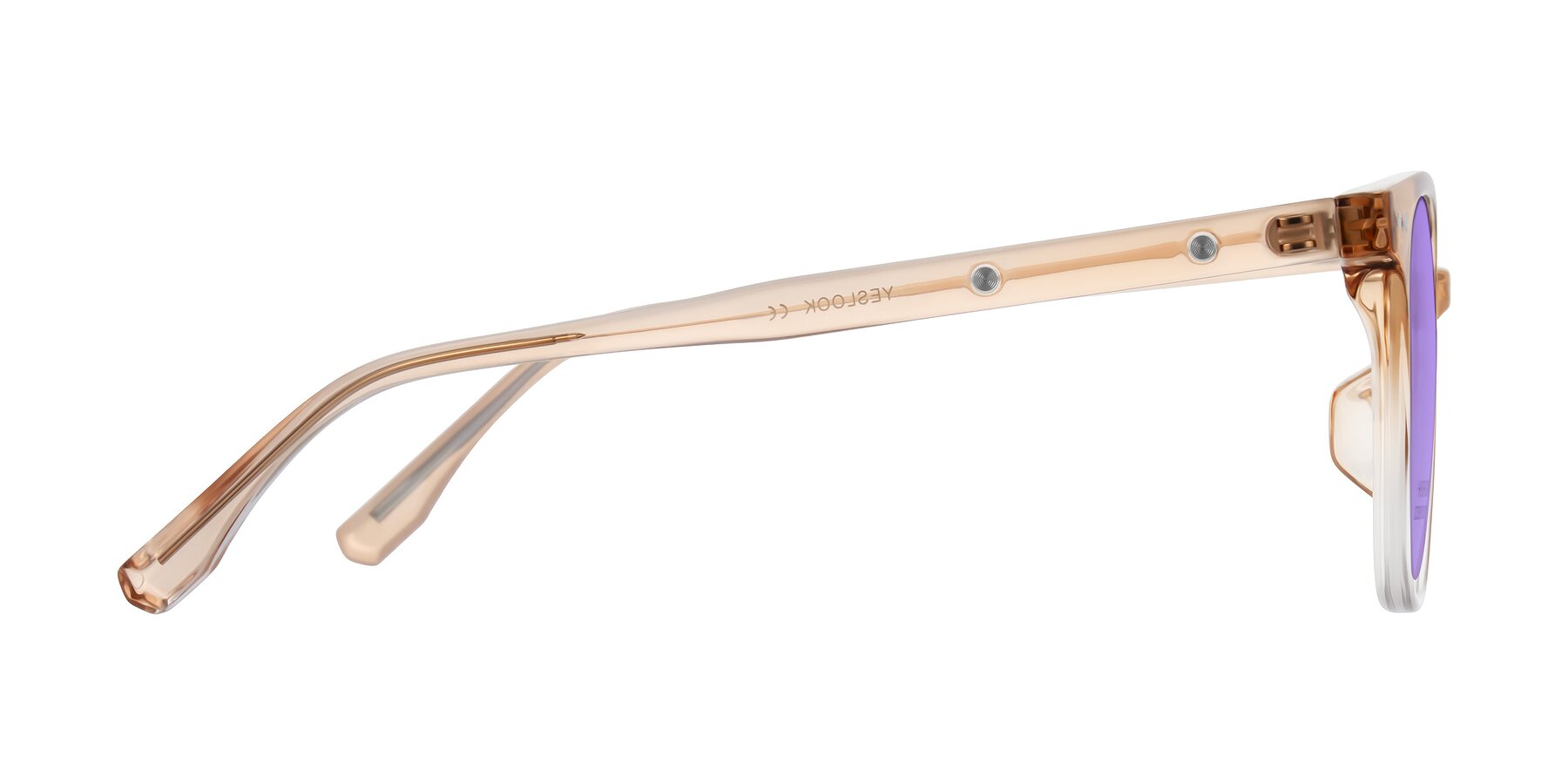 Side of Lozzuri in Gradient Champagne with Medium Purple Tinted Lenses