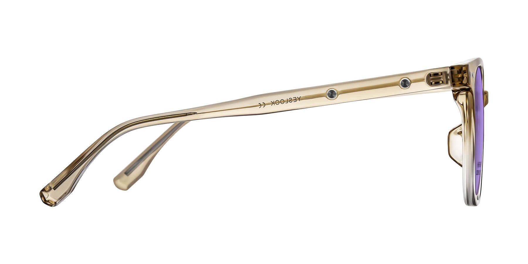 Side of Lozzuri in Gradient Champagne with Medium Purple Tinted Lenses