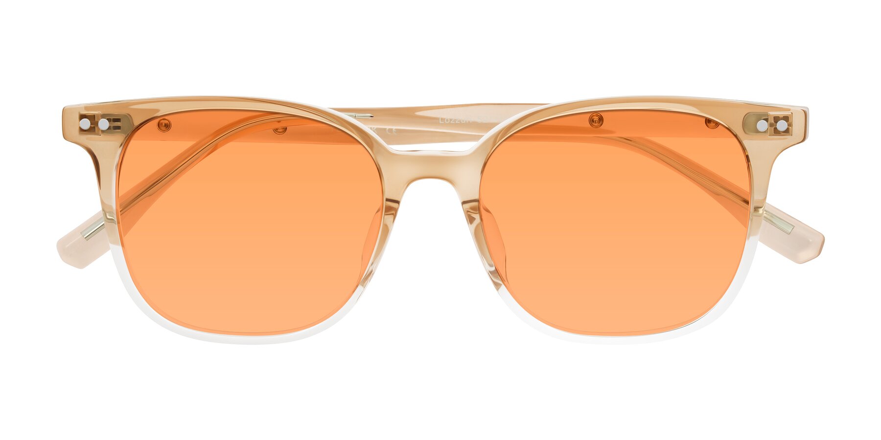 Folded Front of Lozzuri in Gradient Champagne with Medium Orange Tinted Lenses