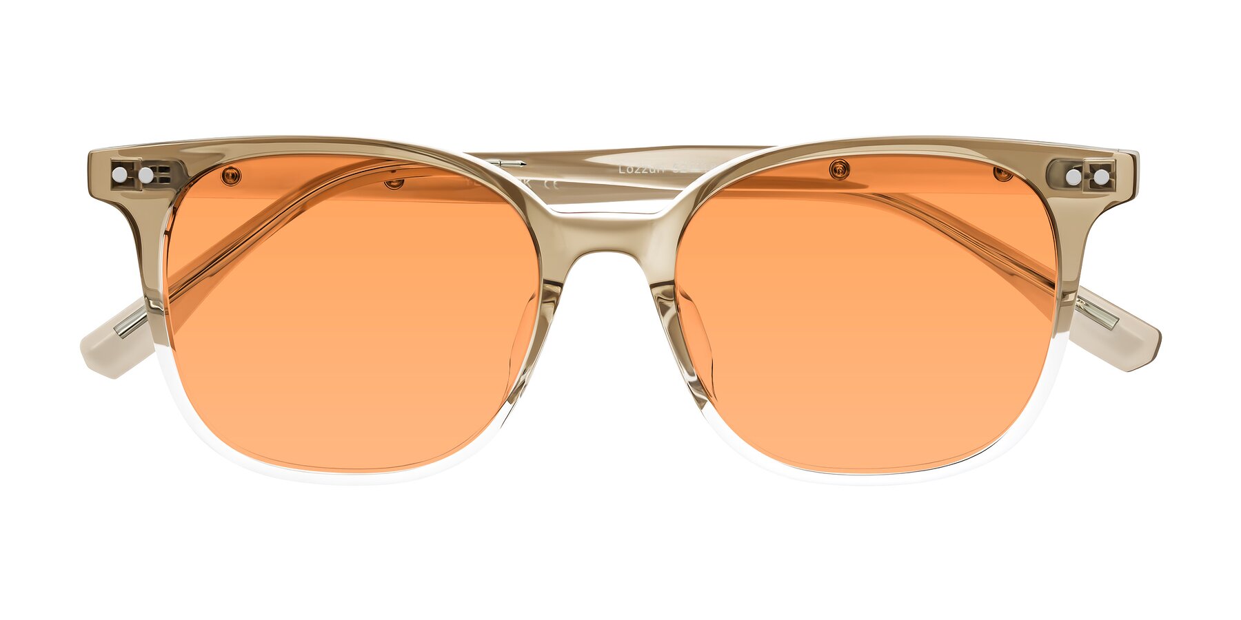Folded Front of Lozzuri in Gradient Champagne with Medium Orange Tinted Lenses