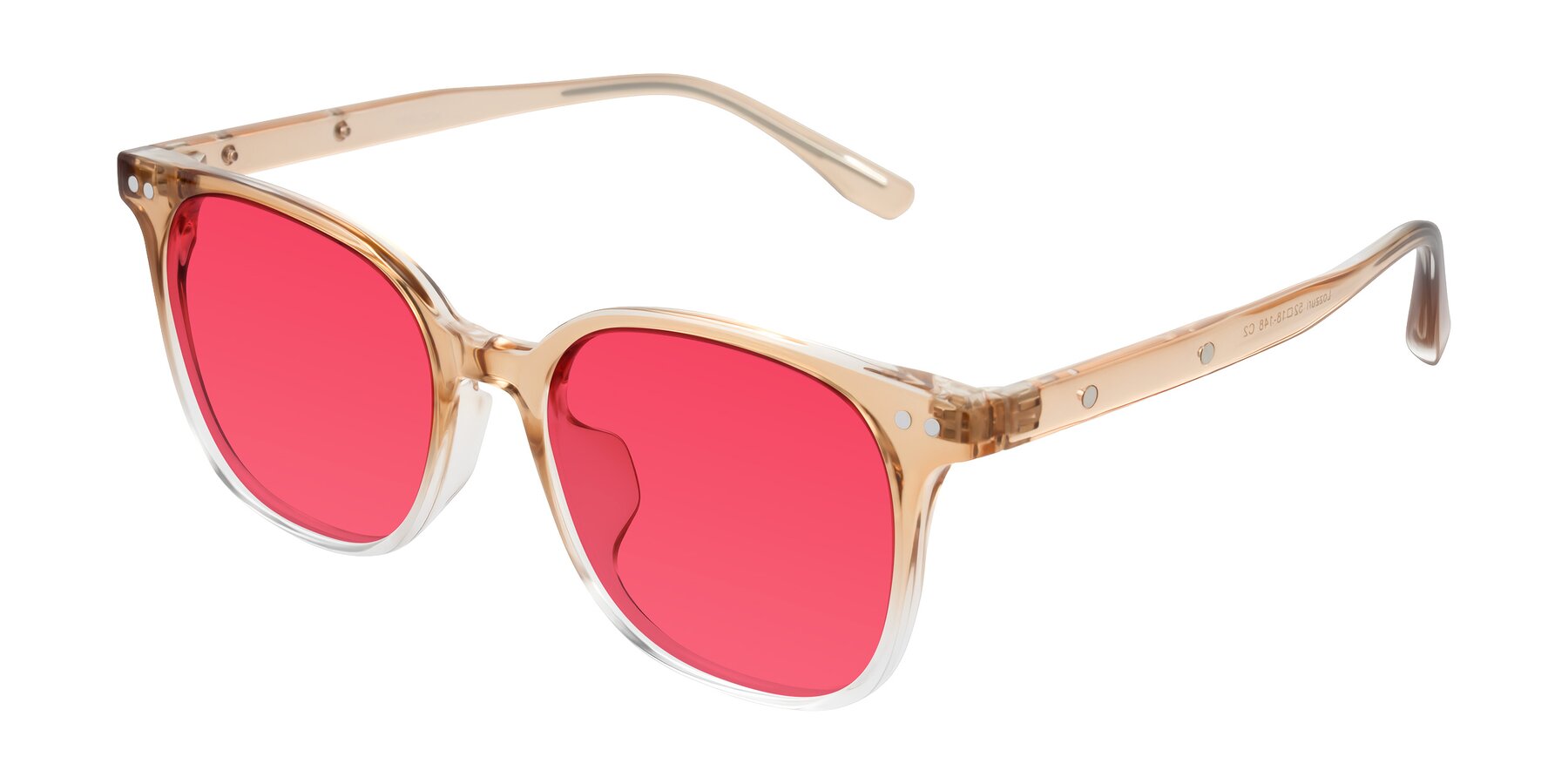 Angle of Lozzuri in Gradient Champagne with Red Tinted Lenses