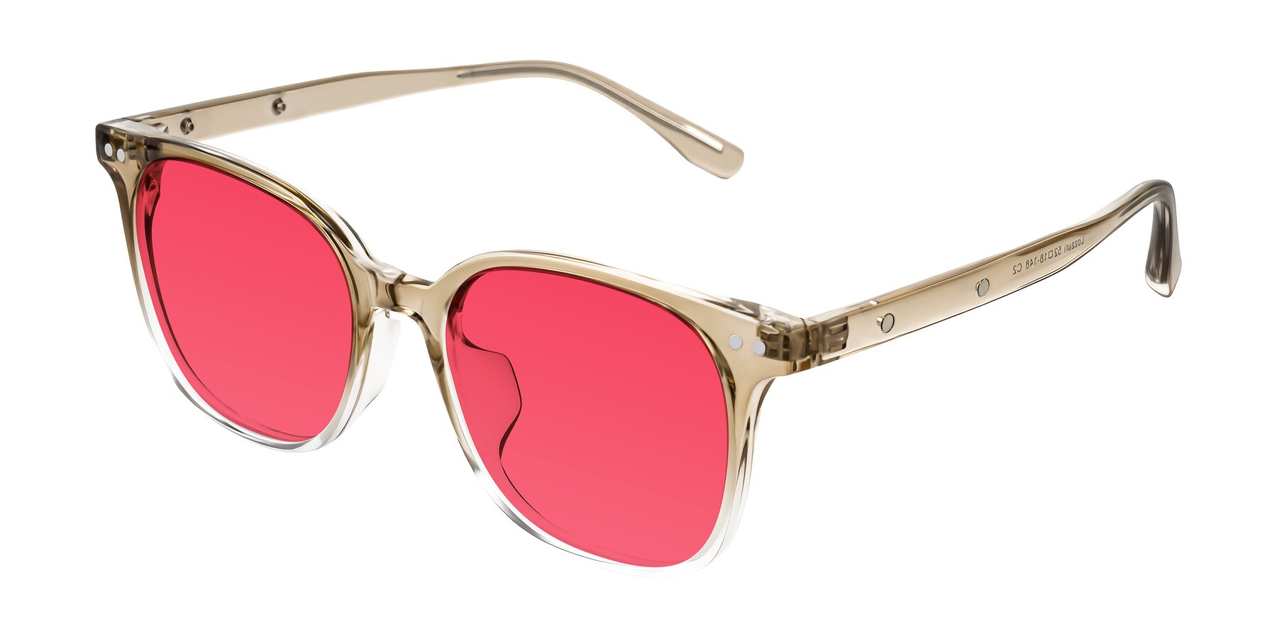 Angle of Lozzuri in Gradient Champagne with Red Tinted Lenses