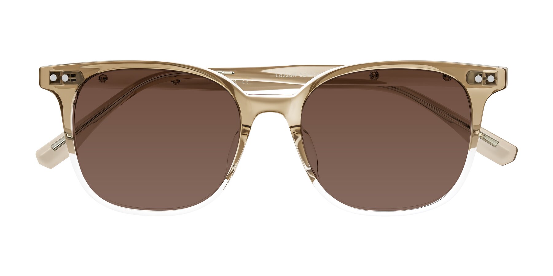 Folded Front of Lozzuri in Gradient Champagne with Brown Tinted Lenses