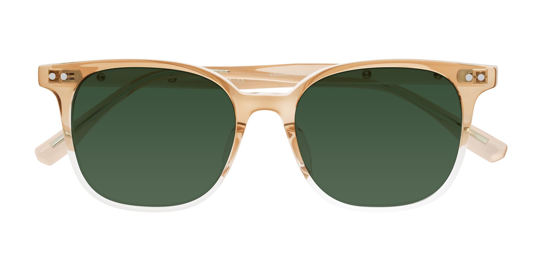 Folded Front of Lozzuri in Gradient Champagne with Green Tinted Lenses