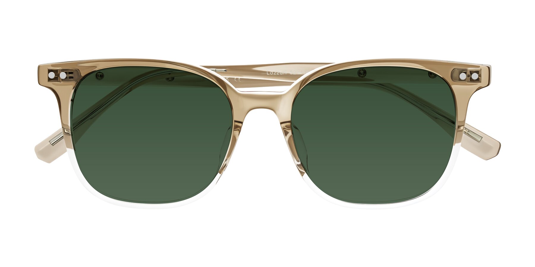 Folded Front of Lozzuri in Gradient Champagne with Green Tinted Lenses