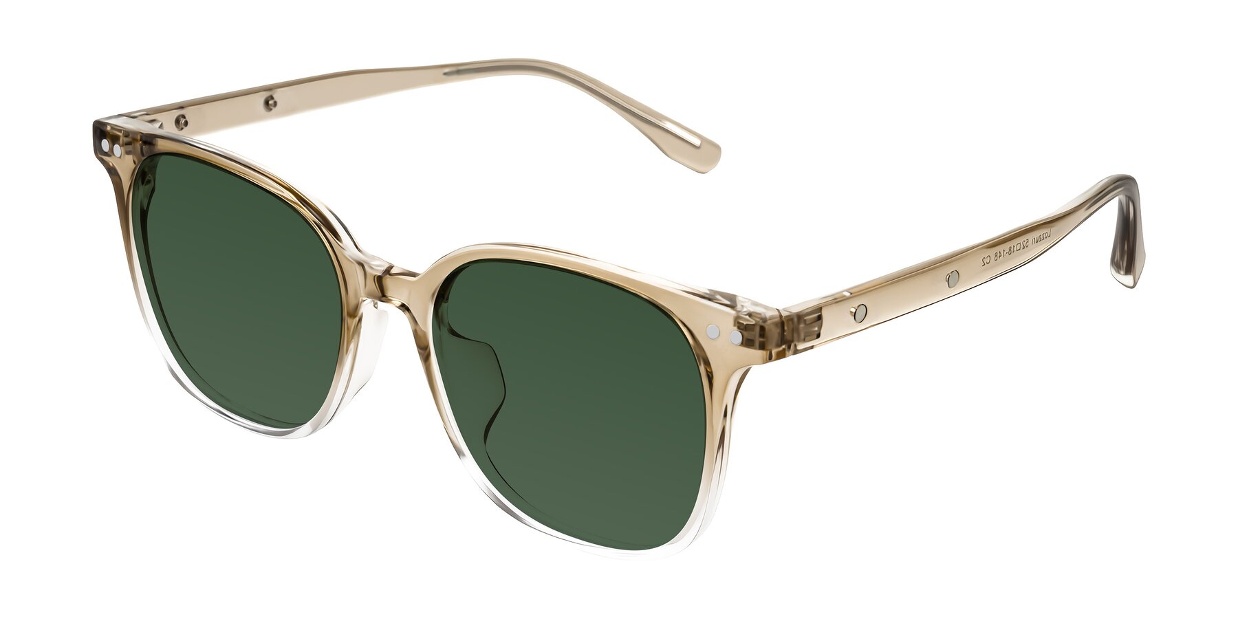 Angle of Lozzuri in Gradient Champagne with Green Tinted Lenses