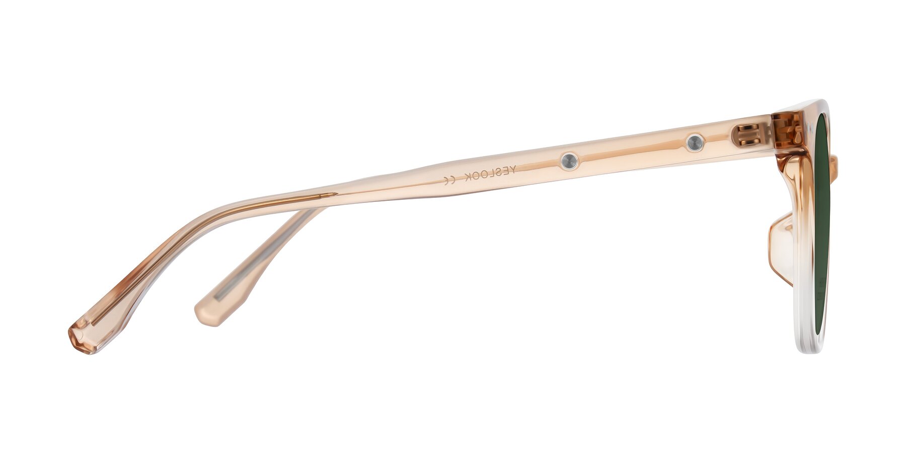 Side of Lozzuri in Gradient Champagne with Green Tinted Lenses