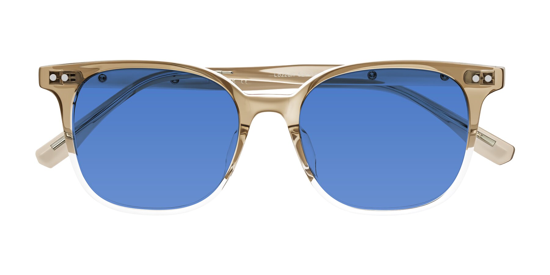 Folded Front of Lozzuri in Gradient Champagne with Blue Tinted Lenses
