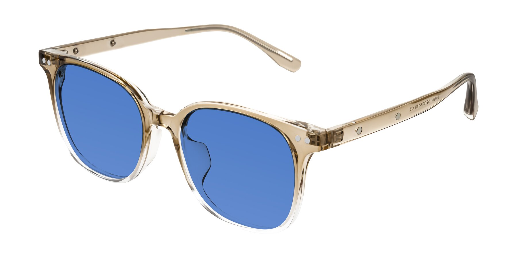 Angle of Lozzuri in Gradient Champagne with Blue Tinted Lenses