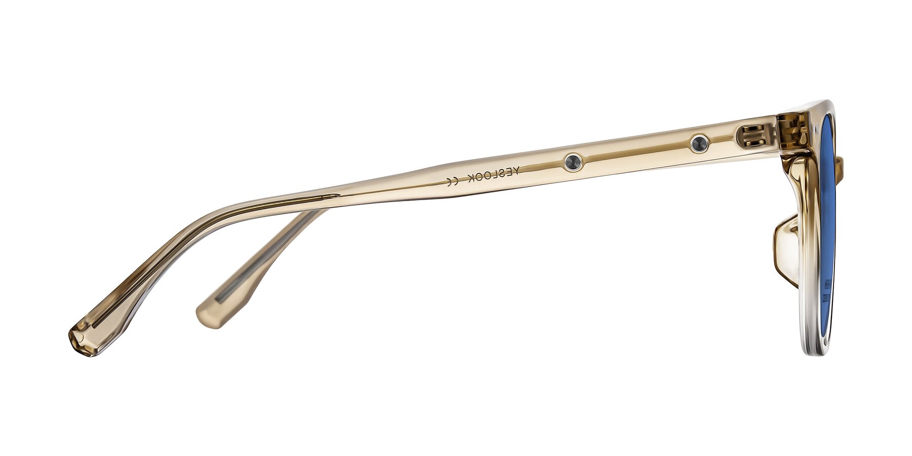 Side of Lozzuri in Gradient Champagne with Blue Tinted Lenses