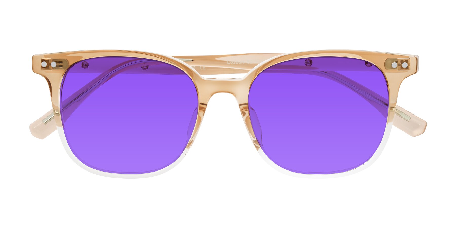 Folded Front of Lozzuri in Gradient Champagne with Purple Tinted Lenses