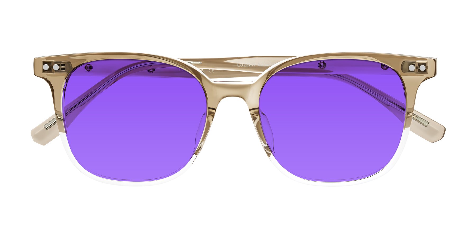 Folded Front of Lozzuri in Gradient Champagne with Purple Tinted Lenses