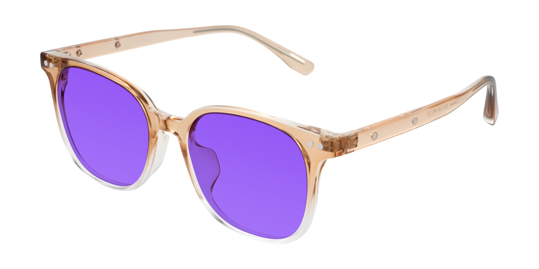 Angle of Lozzuri in Gradient Champagne with Purple Tinted Lenses