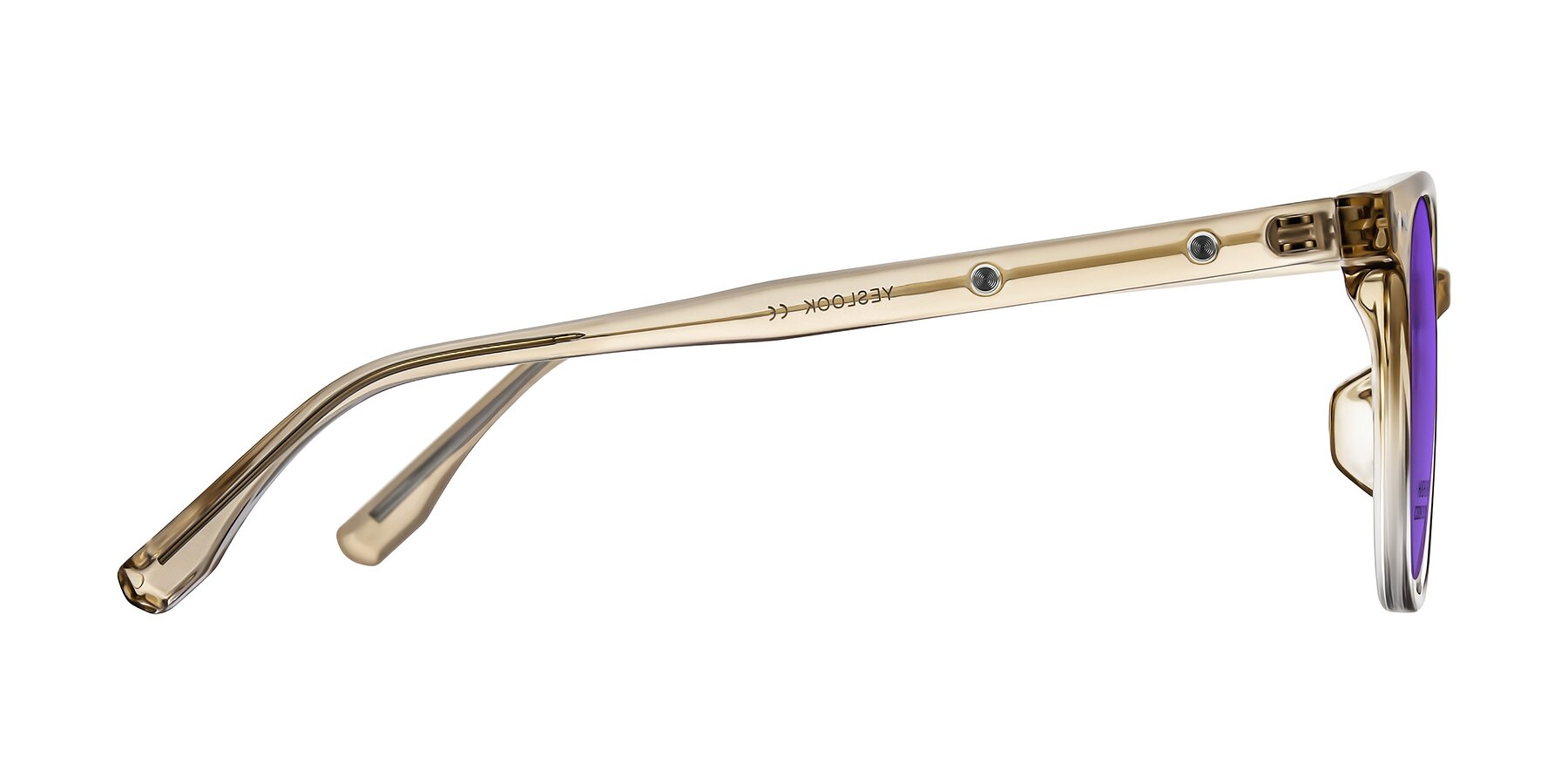 Side of Lozzuri in Gradient Champagne with Purple Tinted Lenses