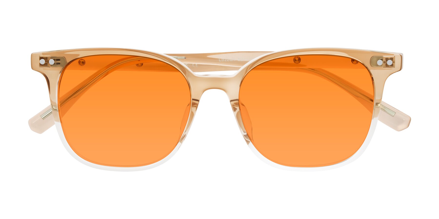 Folded Front of Lozzuri in Gradient Champagne with Orange Tinted Lenses