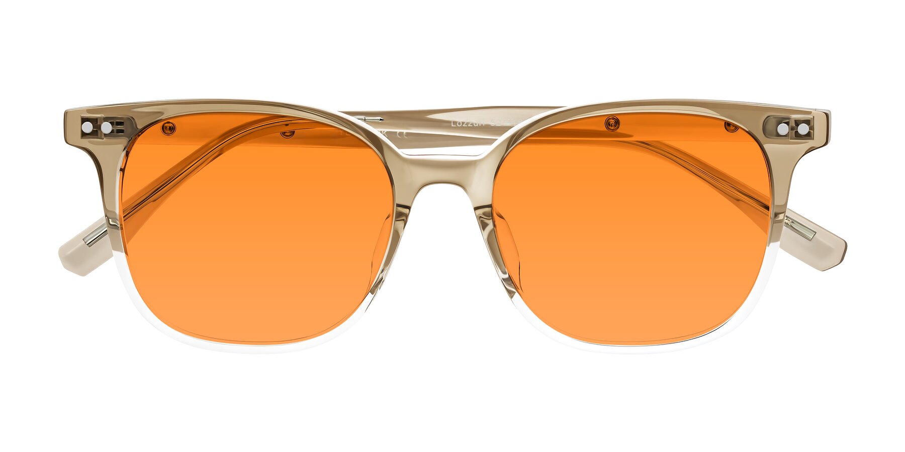 Folded Front of Lozzuri in Gradient Champagne with Orange Tinted Lenses
