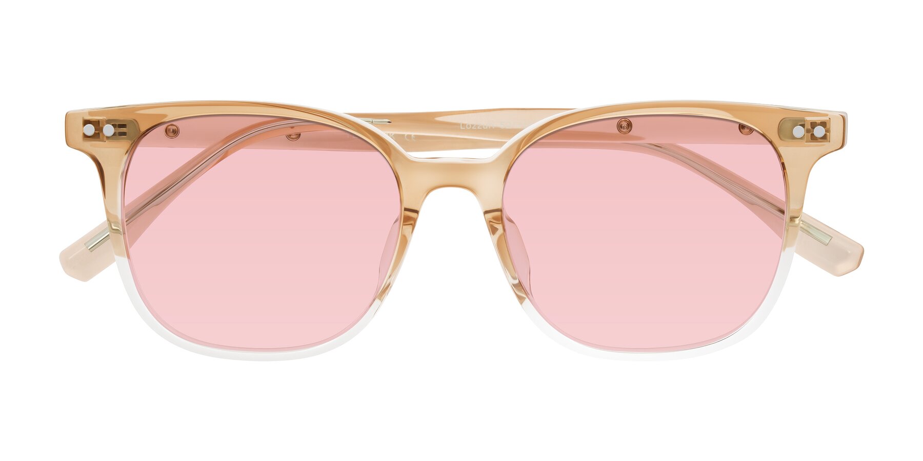 Folded Front of Lozzuri in Gradient Champagne with Light Garnet Tinted Lenses