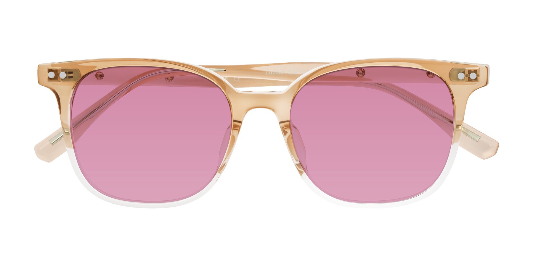 Folded Front of Lozzuri in Gradient Champagne with Medium Wine Tinted Lenses