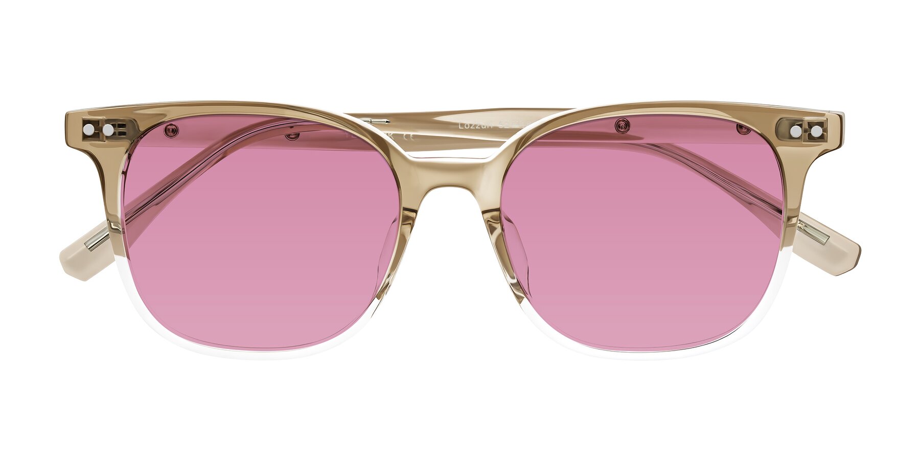 Folded Front of Lozzuri in Gradient Champagne with Medium Wine Tinted Lenses