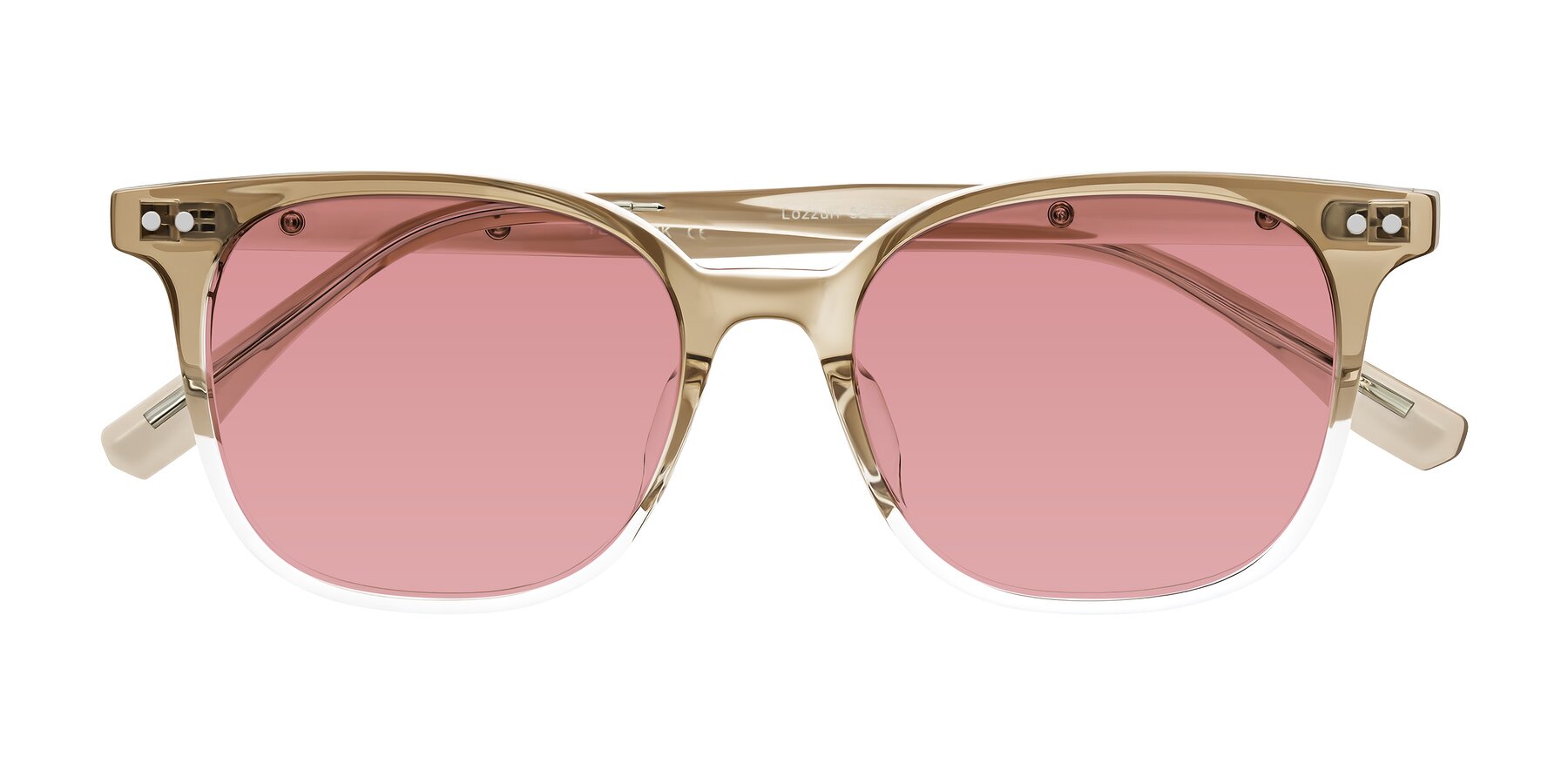 Folded Front of Lozzuri in Gradient Champagne with Medium Garnet Tinted Lenses