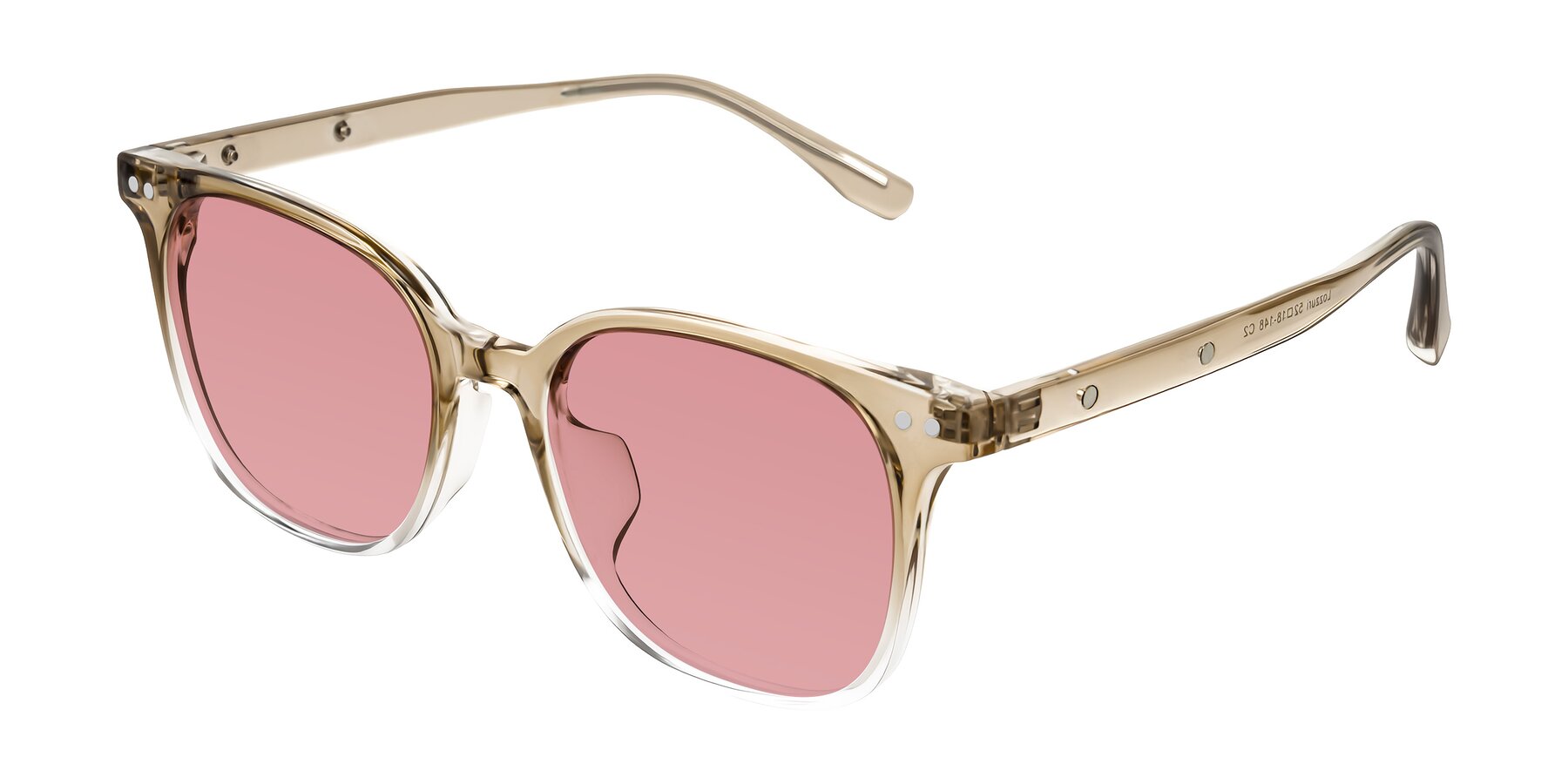 Angle of Lozzuri in Gradient Champagne with Medium Garnet Tinted Lenses