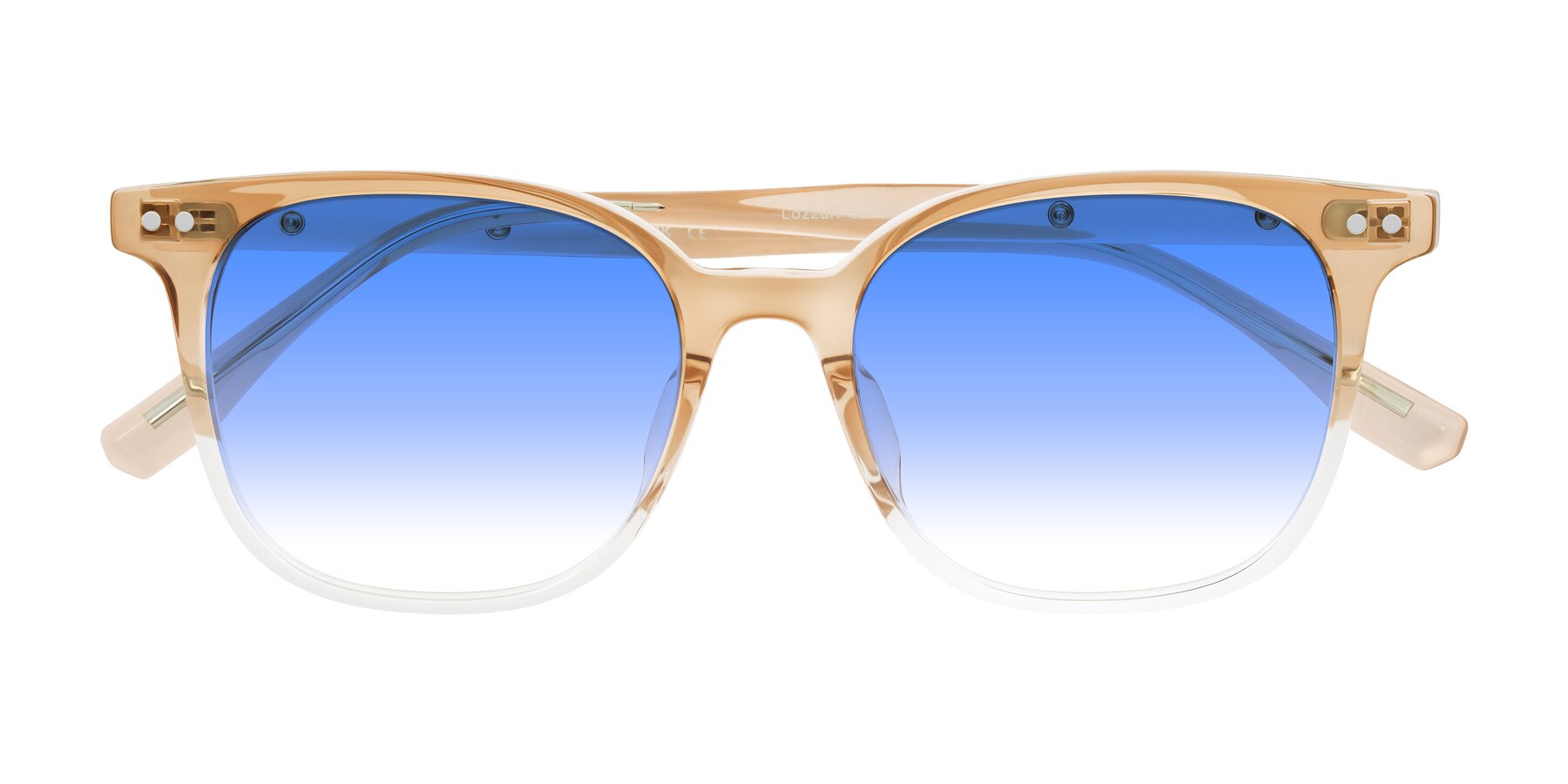 Folded Front of Lozzuri in Gradient Champagne with Blue Gradient Lenses