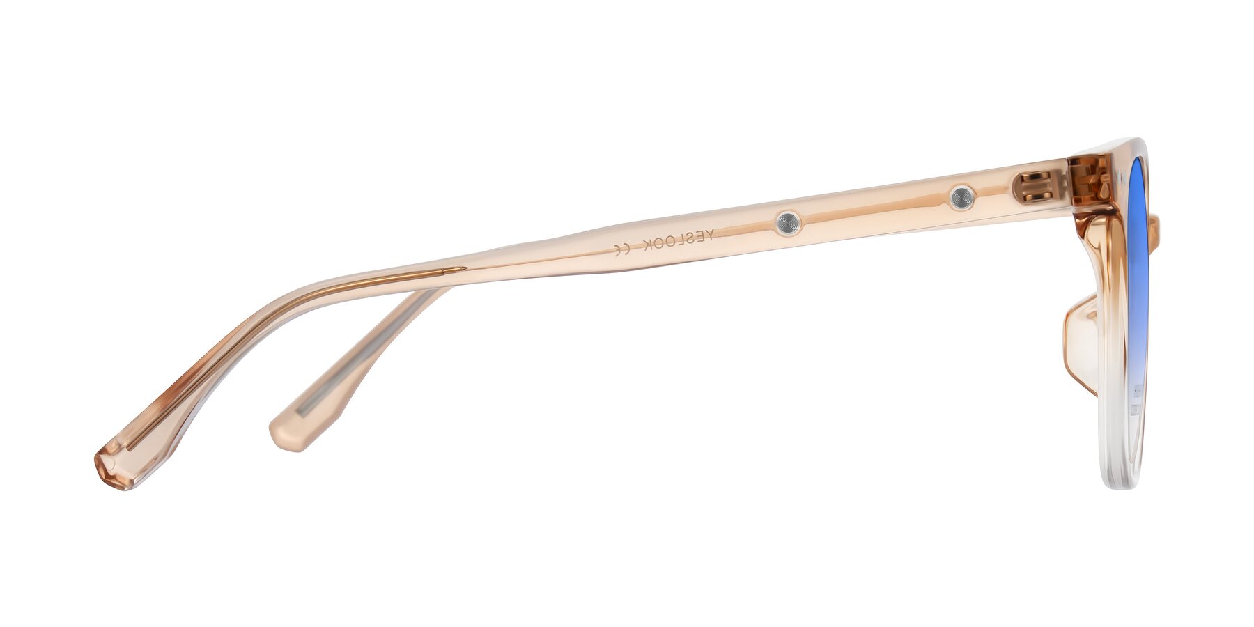 Side of Lozzuri in Gradient Champagne with Blue Gradient Lenses
