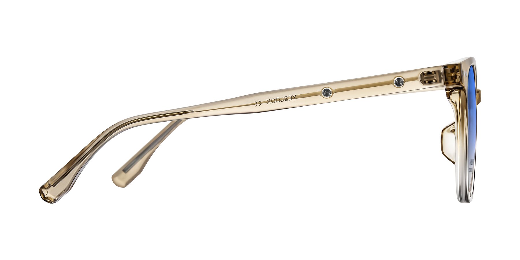 Side of Lozzuri in Gradient Champagne with Blue Gradient Lenses