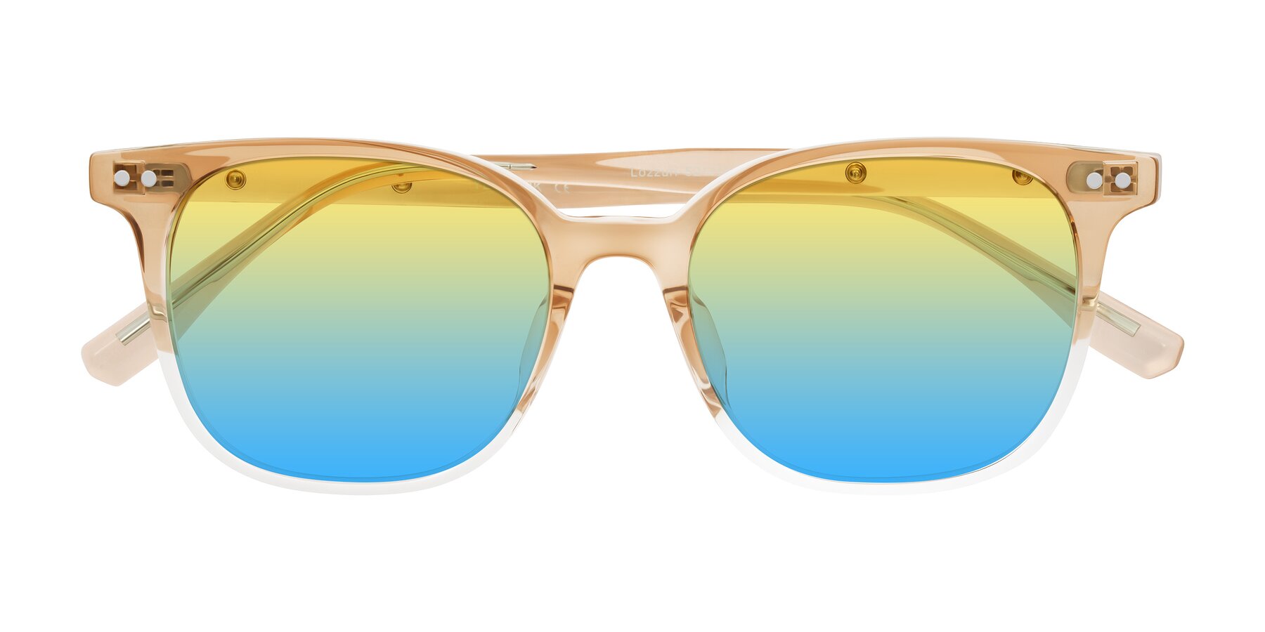 Folded Front of Lozzuri in Gradient Champagne with Yellow / Blue Gradient Lenses