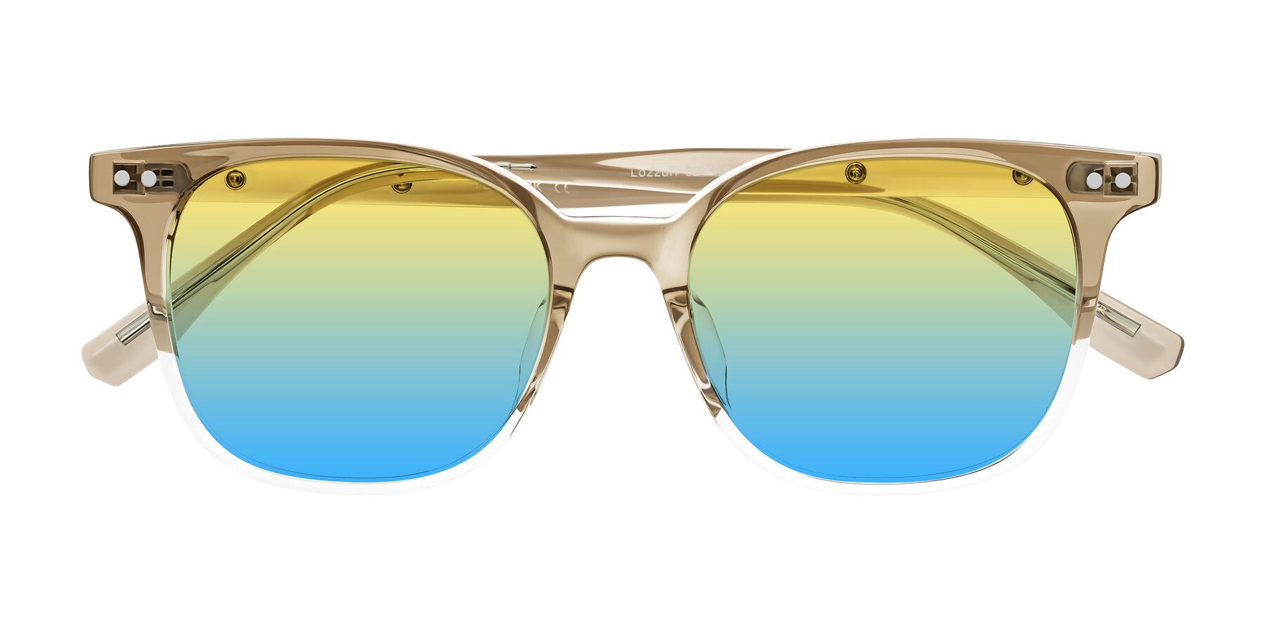 Folded Front of Lozzuri in Gradient Champagne with Yellow / Blue Gradient Lenses