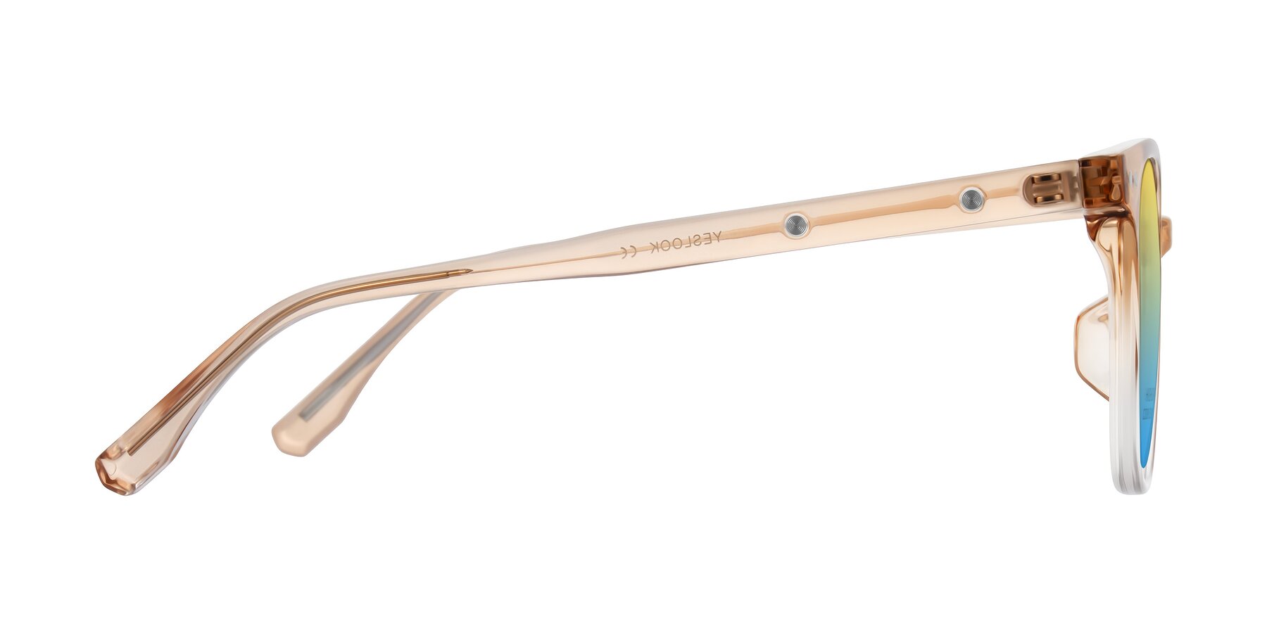 Side of Lozzuri in Gradient Champagne with Yellow / Blue Gradient Lenses