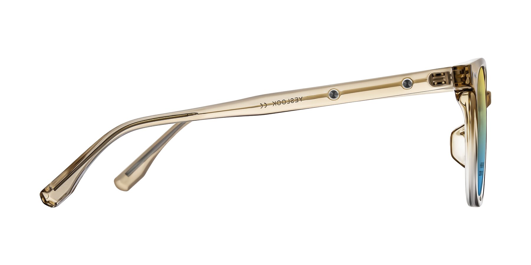 Side of Lozzuri in Gradient Champagne with Yellow / Blue Gradient Lenses