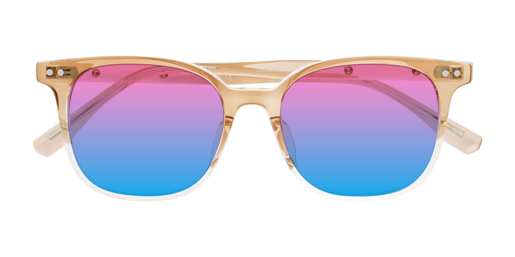 Folded Front of Lozzuri in Gradient Champagne with Pink / Blue Gradient Lenses