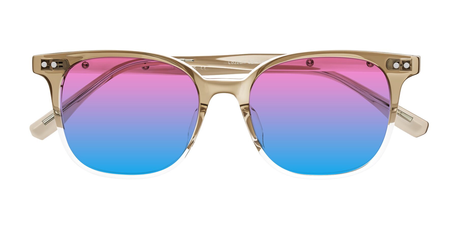 Folded Front of Lozzuri in Gradient Champagne with Pink / Blue Gradient Lenses
